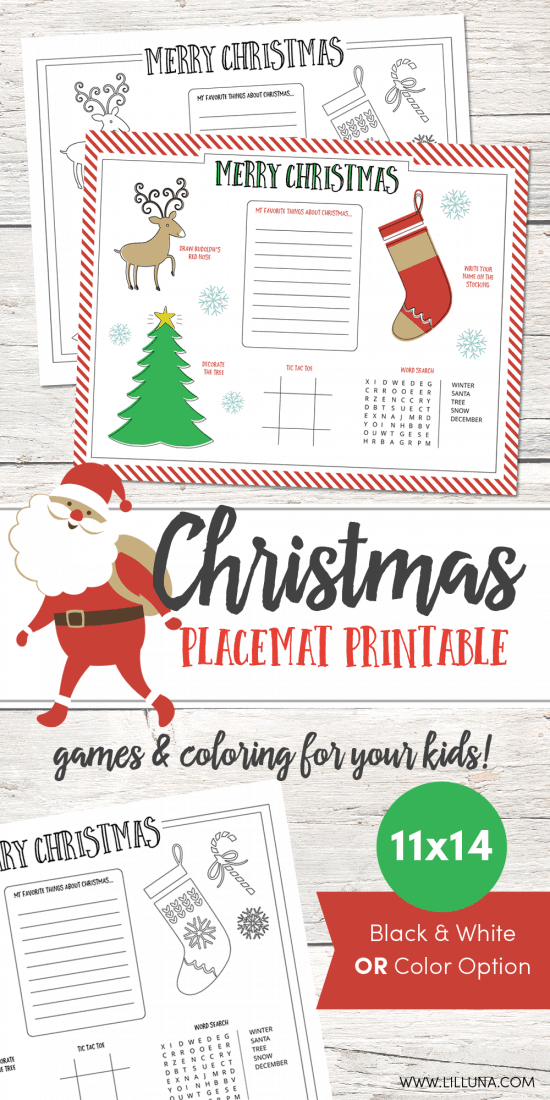 Christmas Placemat Printable - Lil' Luna