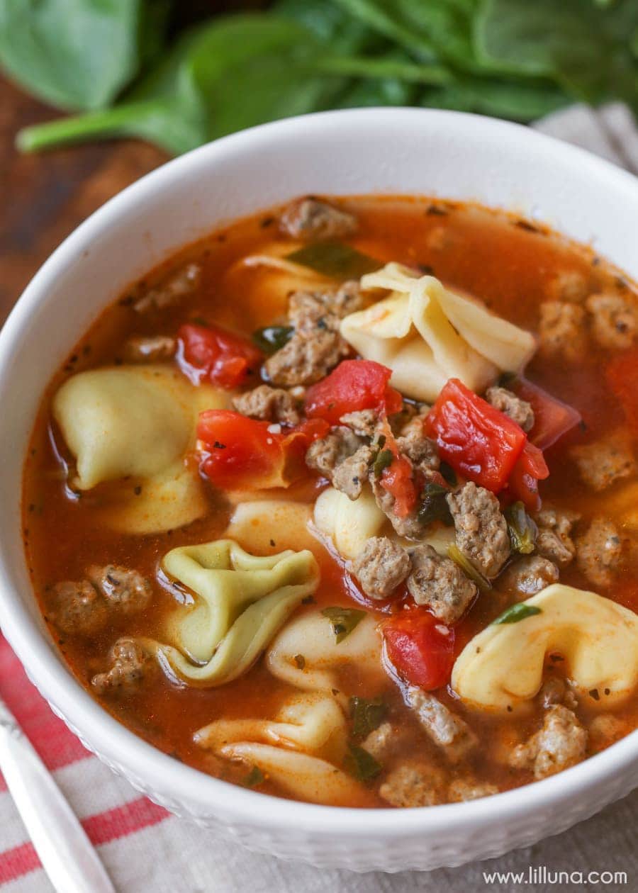 Easy Sausage Tortellini Soup {Ready in 20 Minutes!} | Lil' Luna