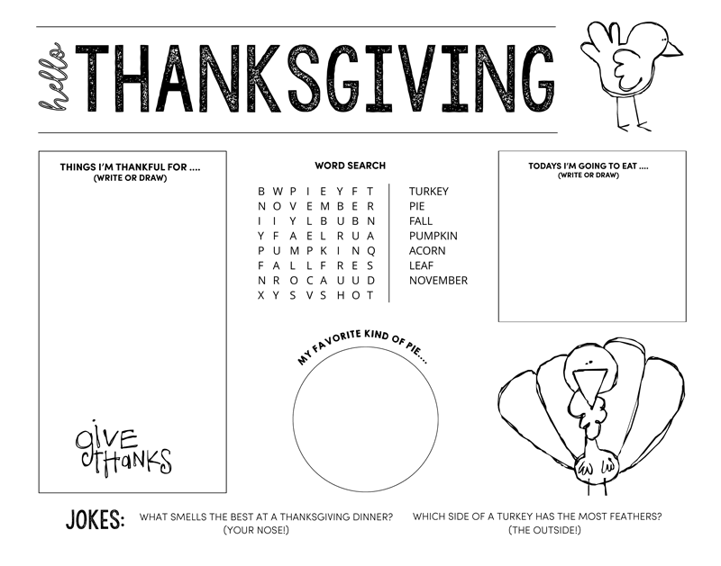 Thanksgiving Printables and Activity Pages for Kids - Minnesota Parent