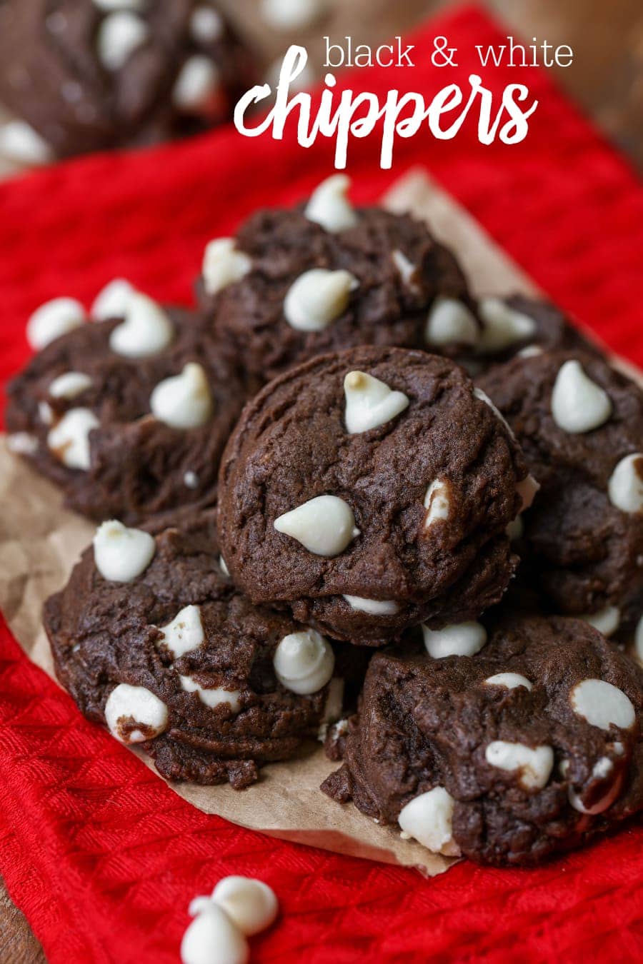 Tiny black and white chippers taste just like the chippers from Paradise Bakery. They are FILLED with chocolate!!