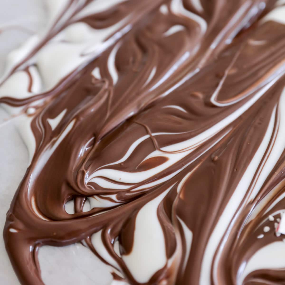 swirled chocolate for marbled peppermint bark