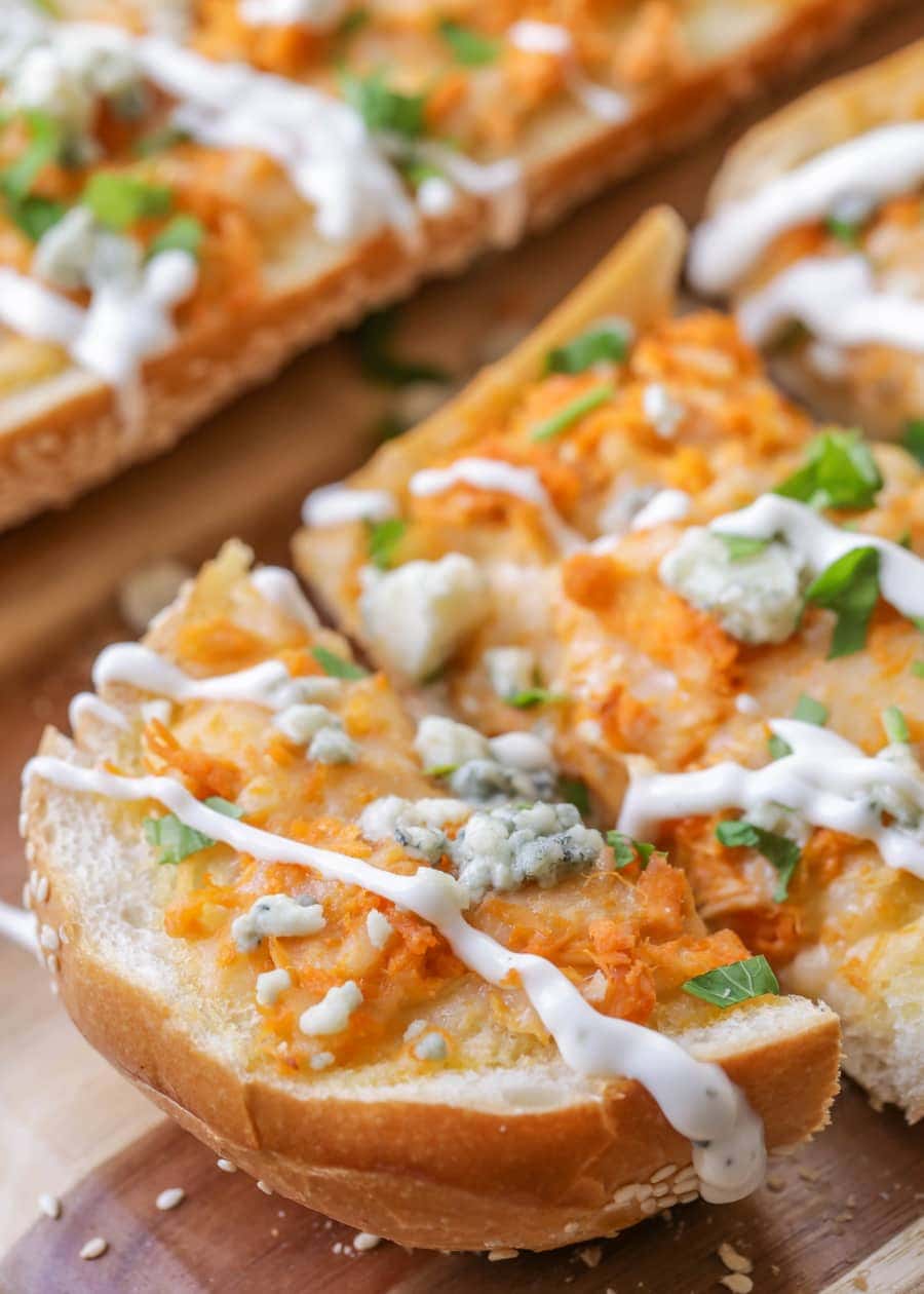 Buffalo Chicken French Bread {With Bleu Cheese} | Lil' Luna