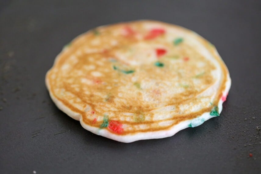 Christmas pancakes on griddle