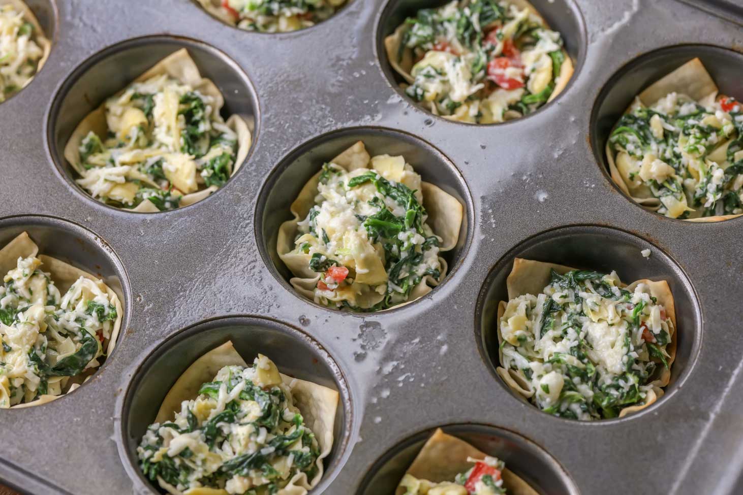 How to Make Spinach Artichoke Cups in Muffin Tins