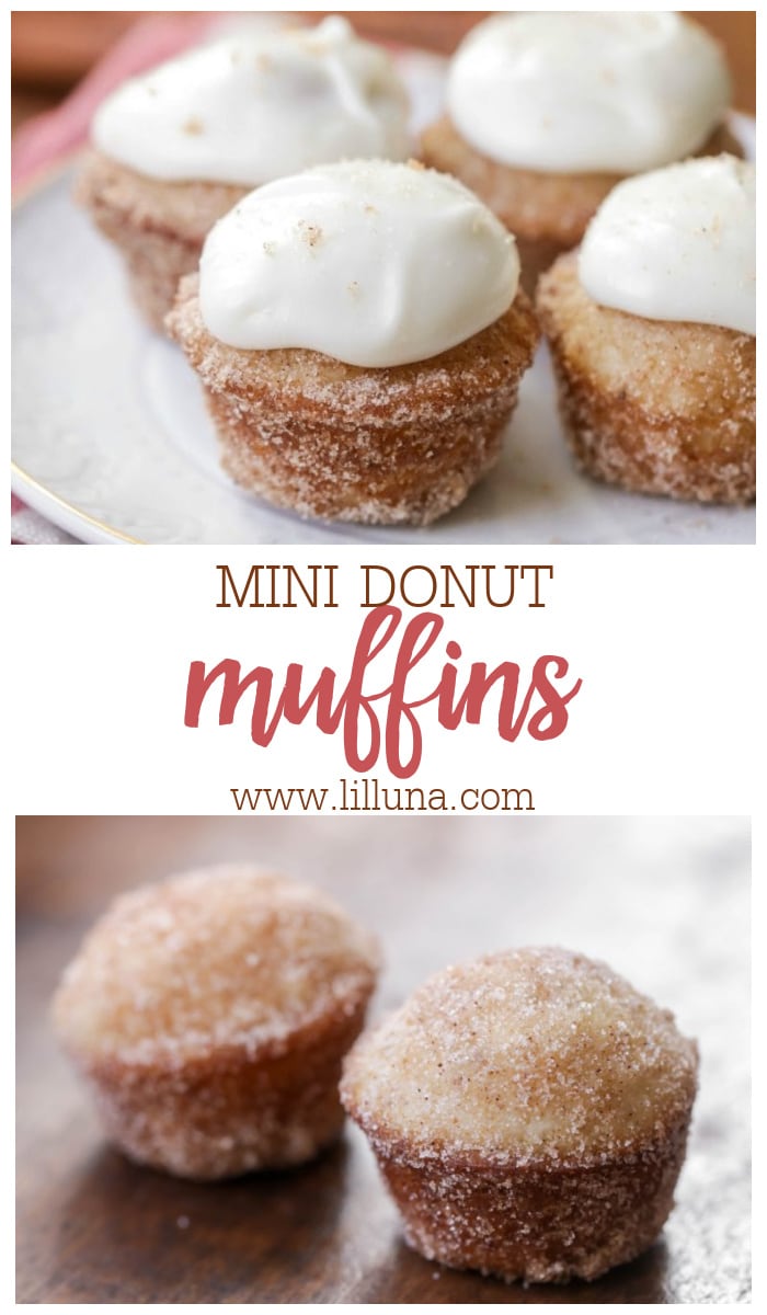 Mini Donut Muffins {With Cinnamon Sugar + Frosting!} Lil' Luna