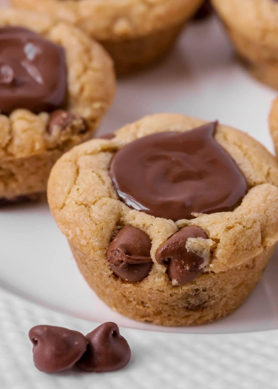 Chocolate Chip Cookie Bites on a white plate