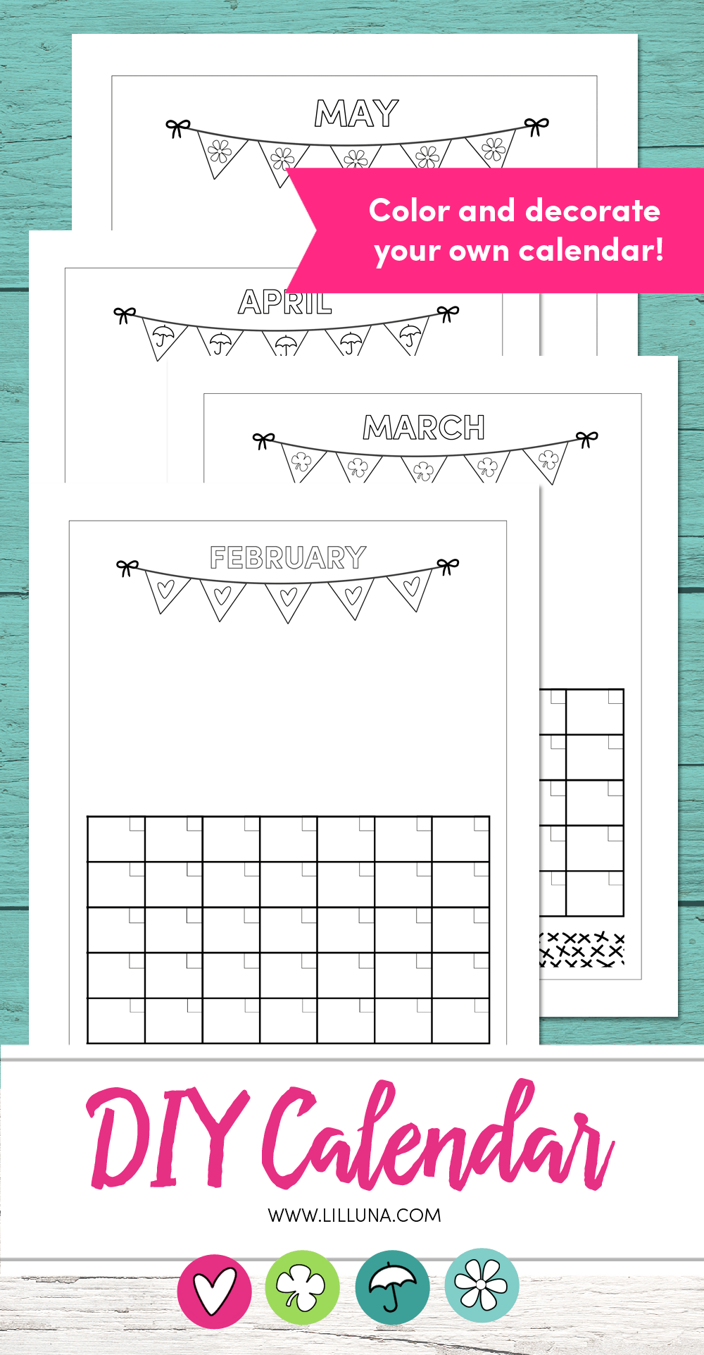 DIY Print and Color Calendars - let the kids print and color and gift these to grandparents or hang in your own home to display.