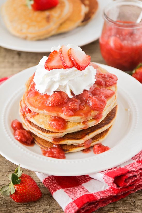 Strawberry Pancakes with Homemade Strawberry Sauce | Lil' Luna