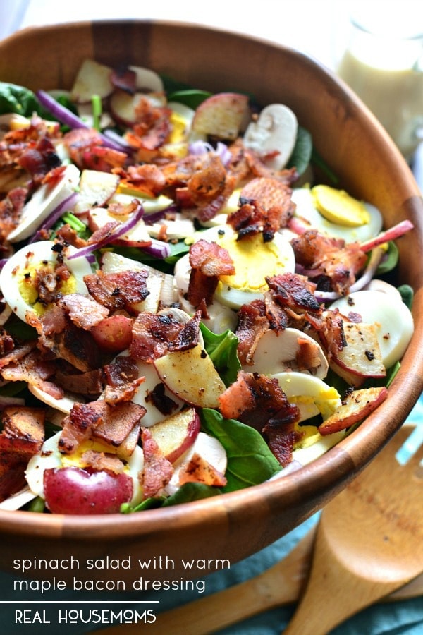 Spinach Salad with Warm Maple Bacon Dressing