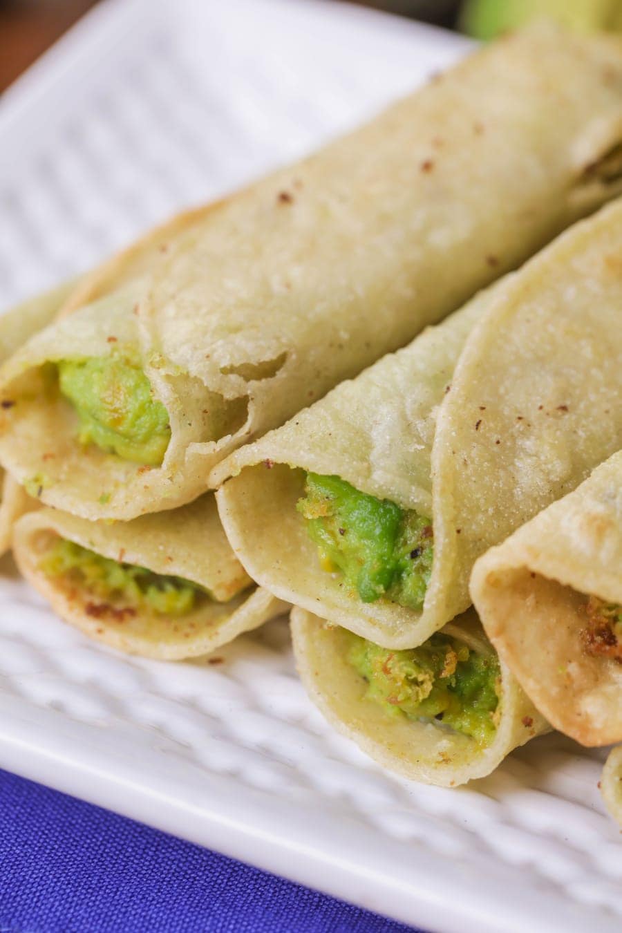 Avocado Taquitos filled with avocado and fried