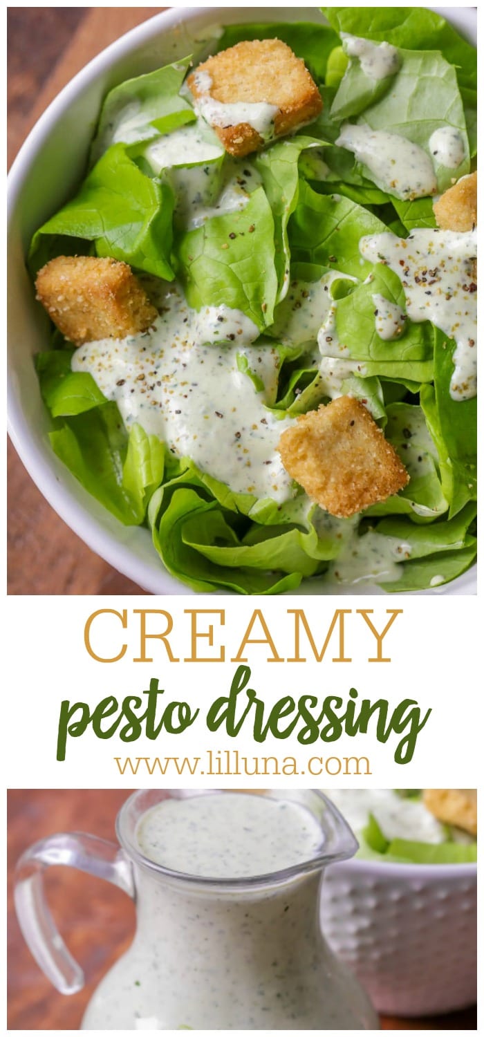 Pesto Salad Dressing {5 Ingredients + 5 Minutes} Lil' Luna