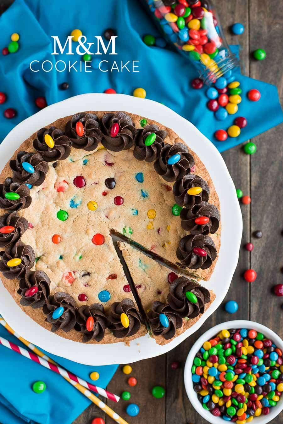 FAVORITE M&M Cookie Cake recipe | Lil' Luna