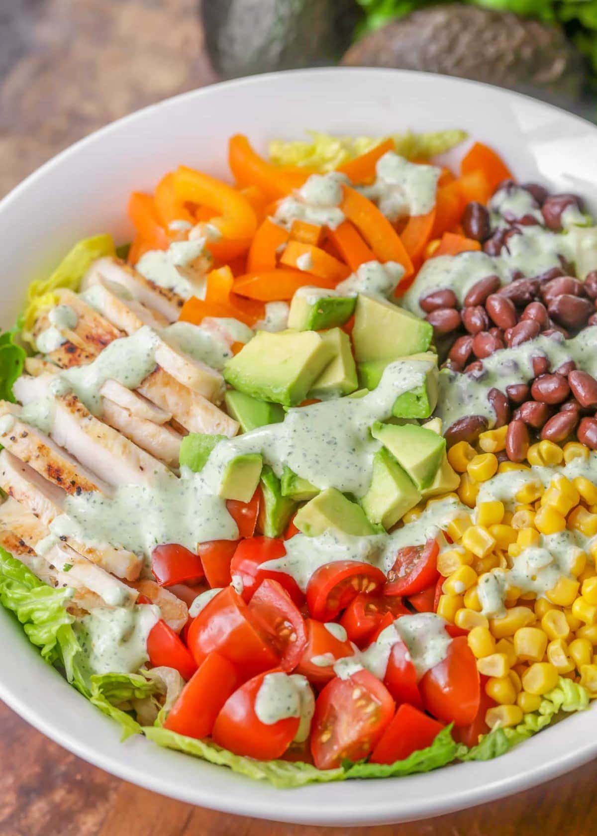 Southwest chopped salad with cilantro ranch dressing