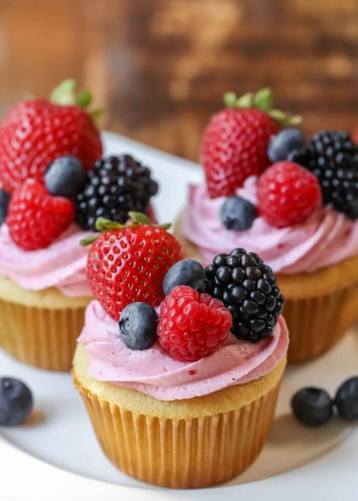 Vanilla Cupcakes with Berry Buttercream Frosting Lil' Luna