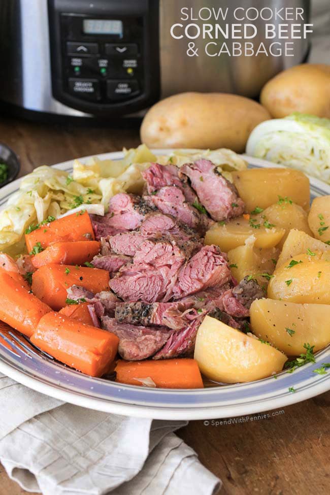  Slow Cooker Corned Beef & Cabbage