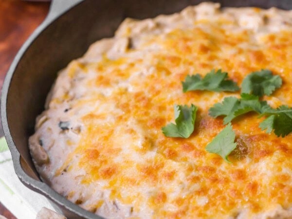 Chicken enchilada dip fresh out of the oven.