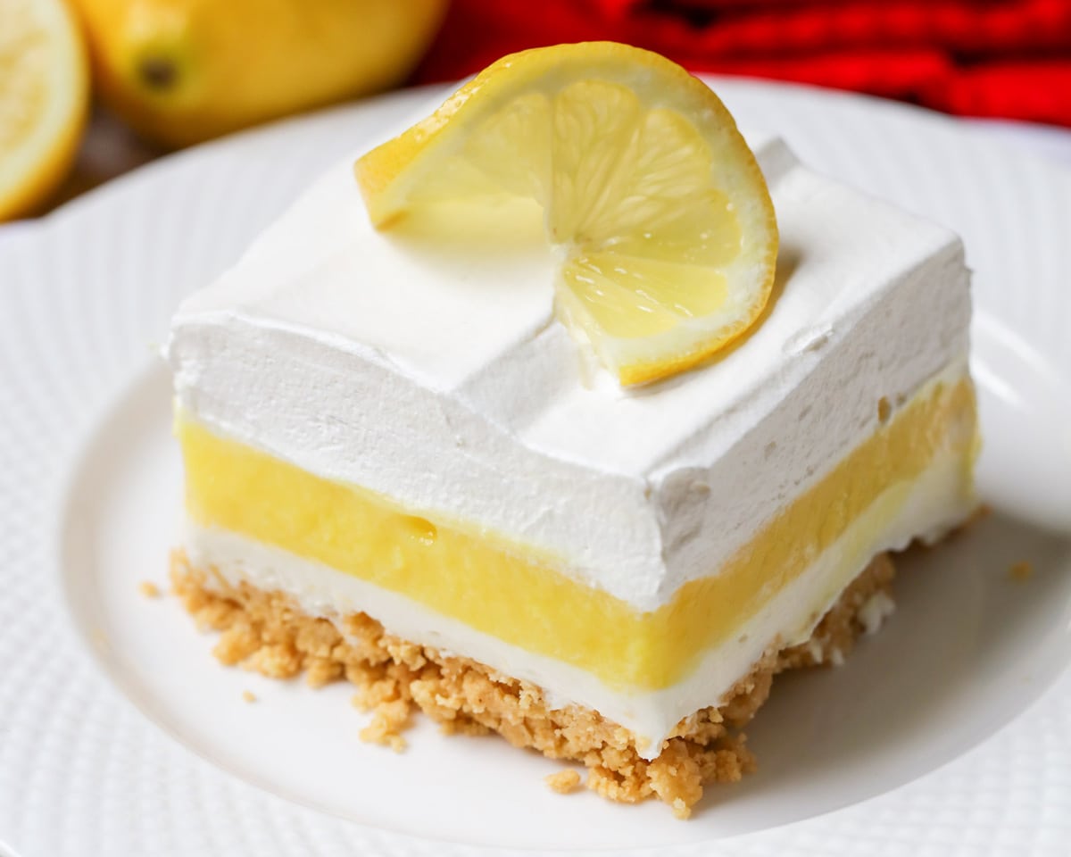 Lemon Lush dessert on plate