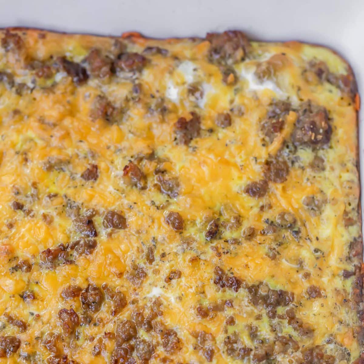 Sausage Egg Breakfast Casserole close up image.