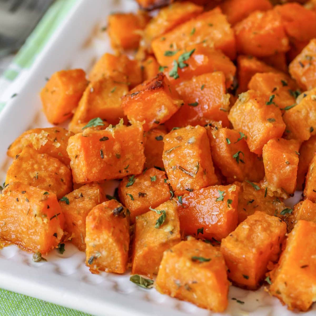 Baked Sweet Potato Cubes with seasonings