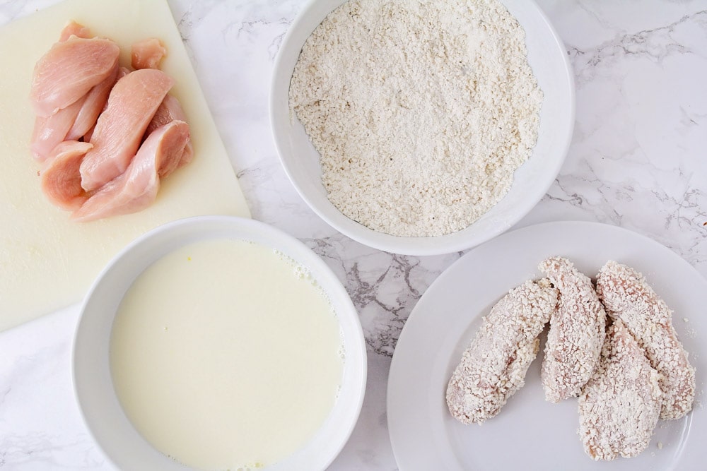 Crispy chicken ingredients for topping Applebee's oriental chicken salad.