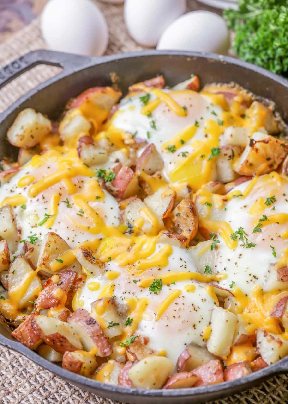 Eggs and Potatoes Recipe in Skillet