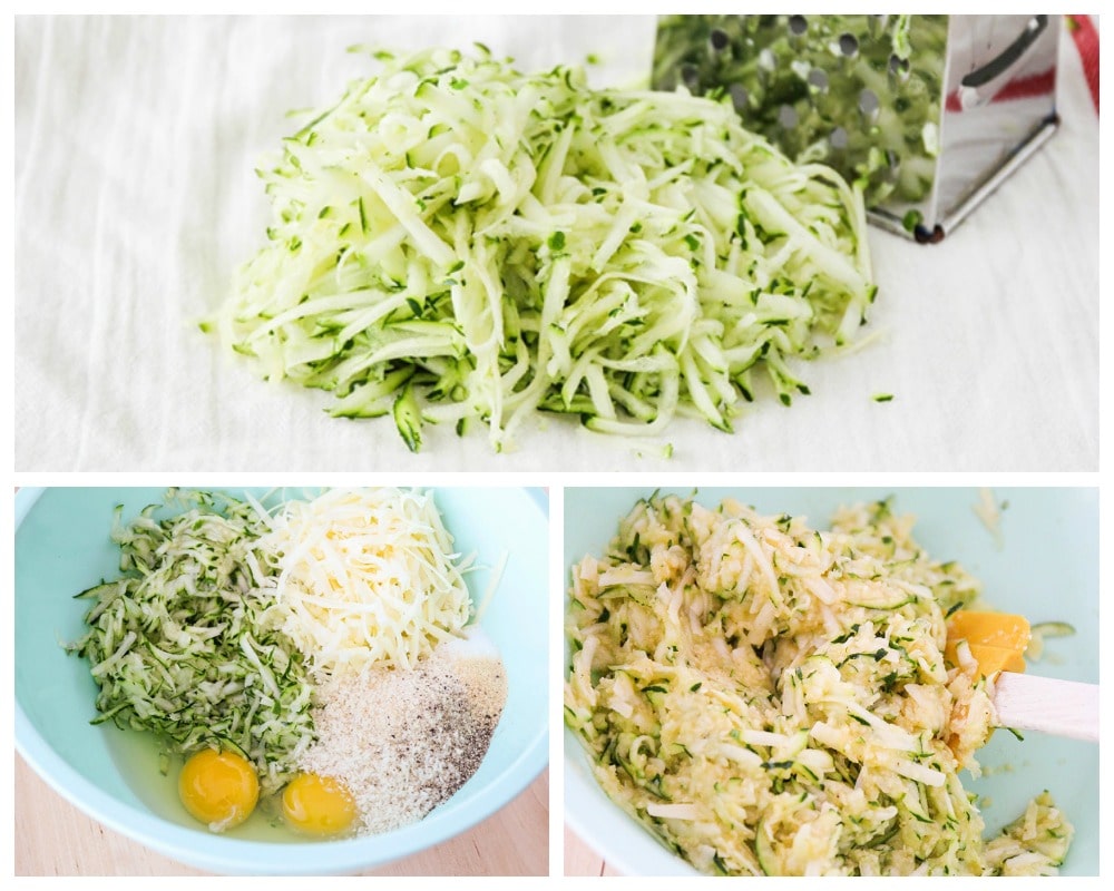 Step by step photos of how to make zucchini tots