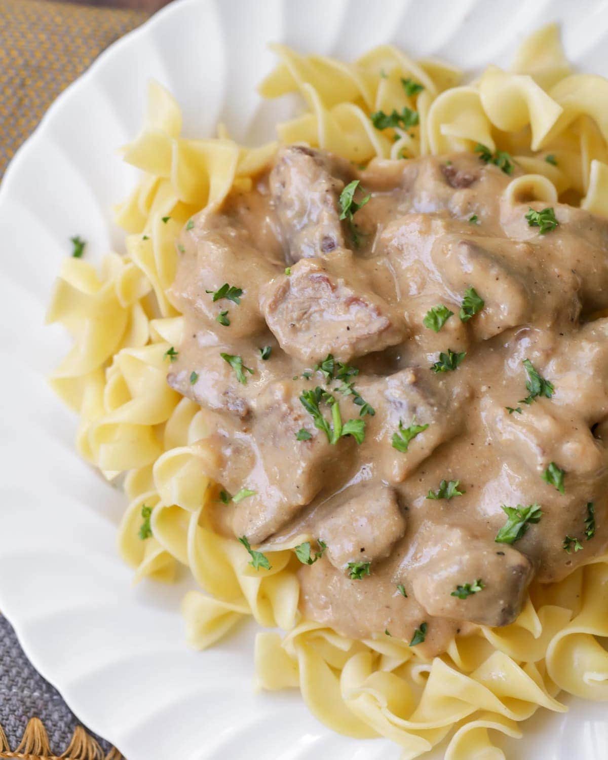 Easy Beef Stroganoff on plate