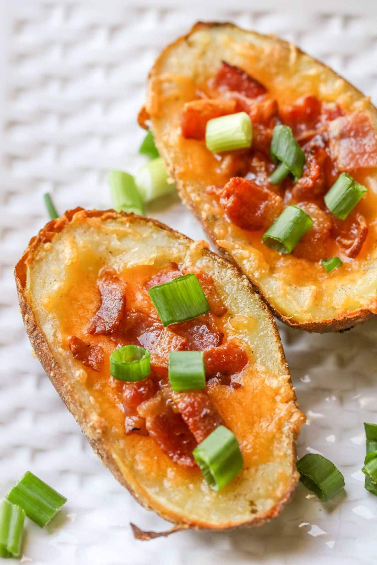 Potato Skins aka Tater Skins on a white plate