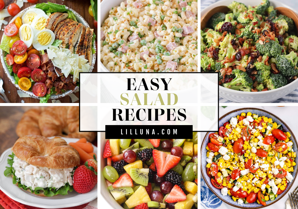 Collage of easy salad recipes.
