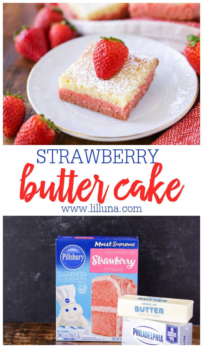 Easy Strawberry Butter Cake {Made with Cake Mix} Lil' Luna