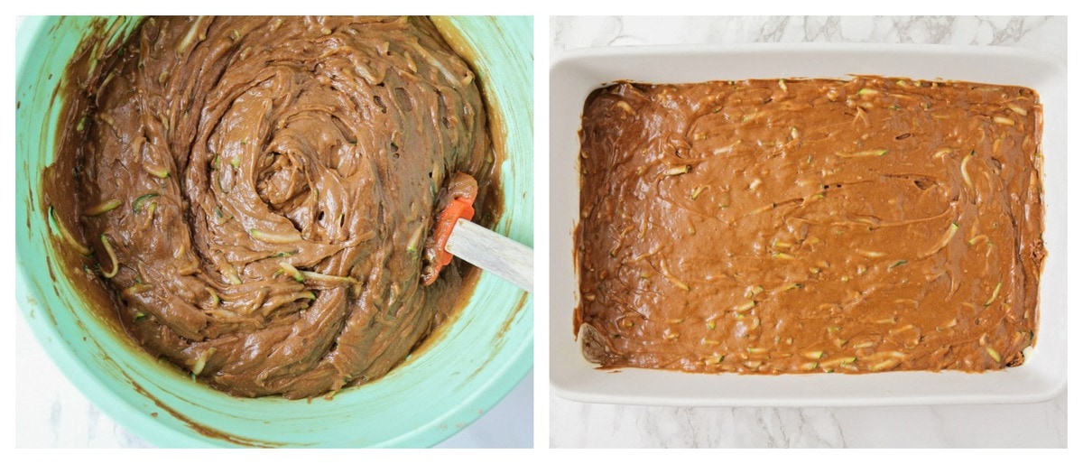Zucchini cake ingredients in dishes