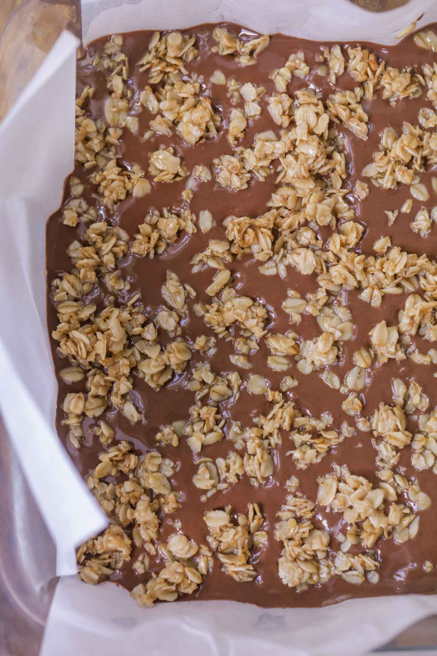 chocolate layer topped with more oats