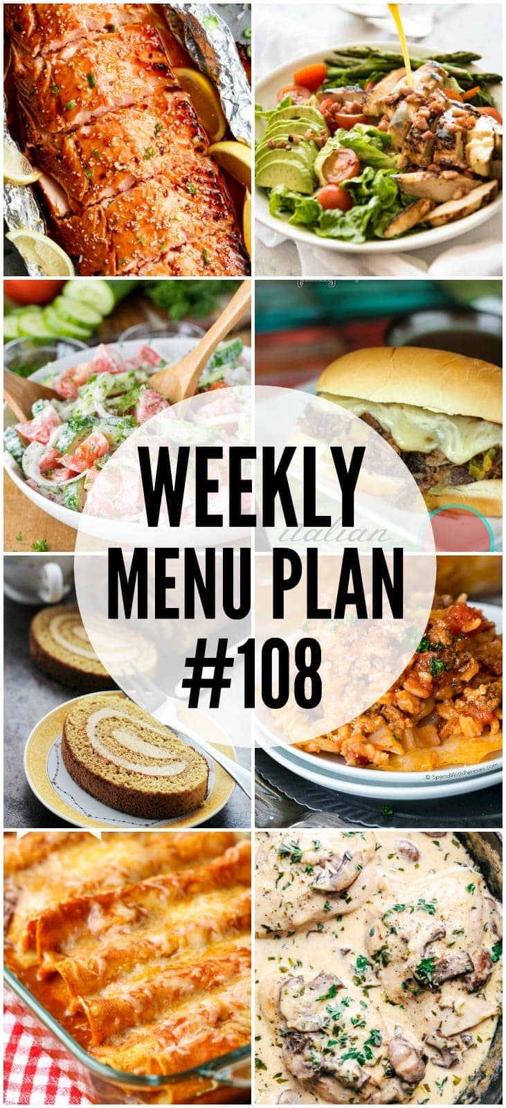Weekly Menu Plan (#108) - Seven talented bloggers bringing you a full week of recipes including dinner, sides dishes, and desserts!
