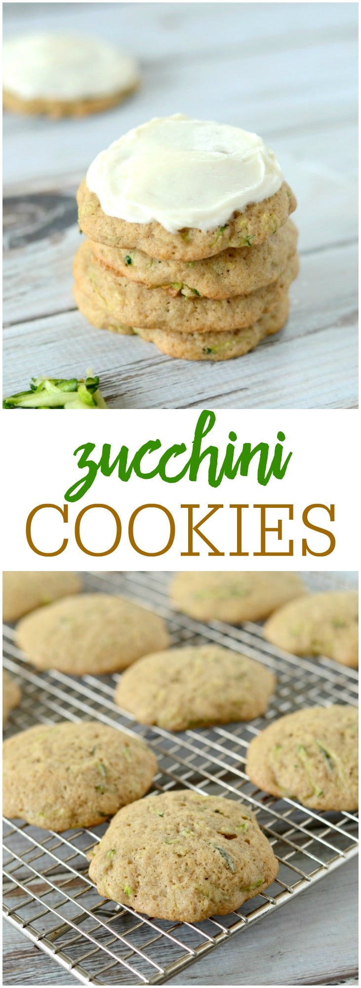 Zucchini Cookies with Cream Cheese Frosting - soft, fluffy, and delicious. These cookies are filled with zucchini and are topped with an amazing frosting!