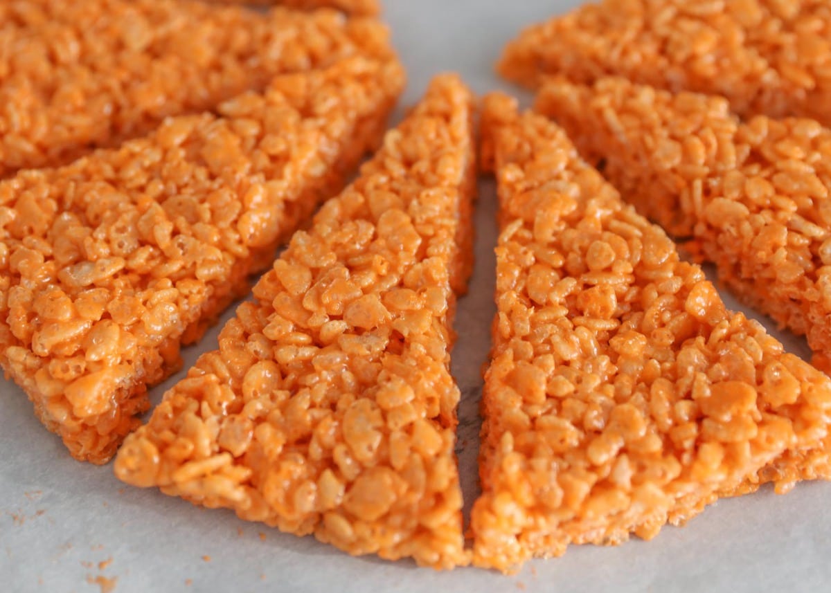 Orange wedge rice krispie treats
