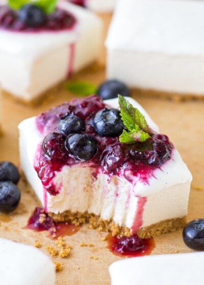 No Bake Cheesecake Bars {Pick Your Topping!} | Lil' Luna