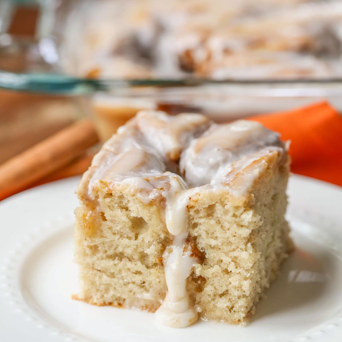 Pumpkin Cinnamon Cake on a white plate