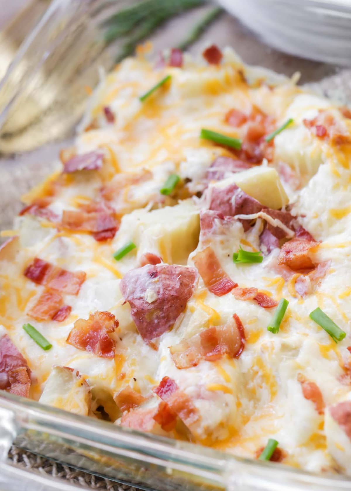 Twice Baked Potato Casserole Recipe in baking dish