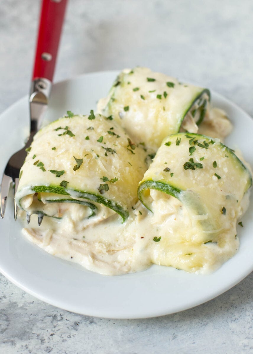 Zucchini Chicken Alfredo Roll Ups {30 Min Meal!} Lil' Luna