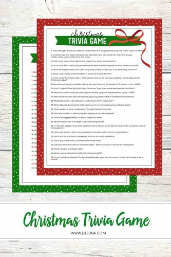 Free Christmas Trivia Printables {Games for the Family!} | Lil' Luna