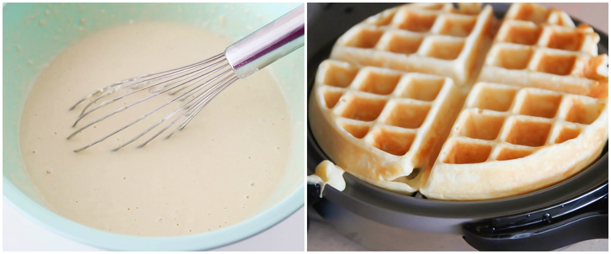 pics do processo de waffles com canela Roll 