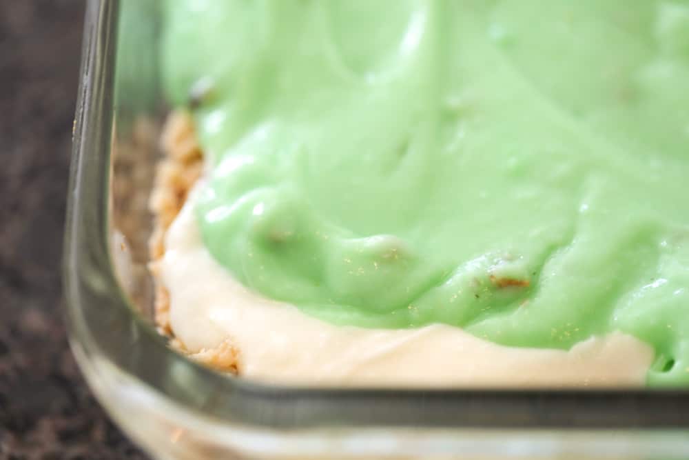 Pistachio pudding dessert with layers