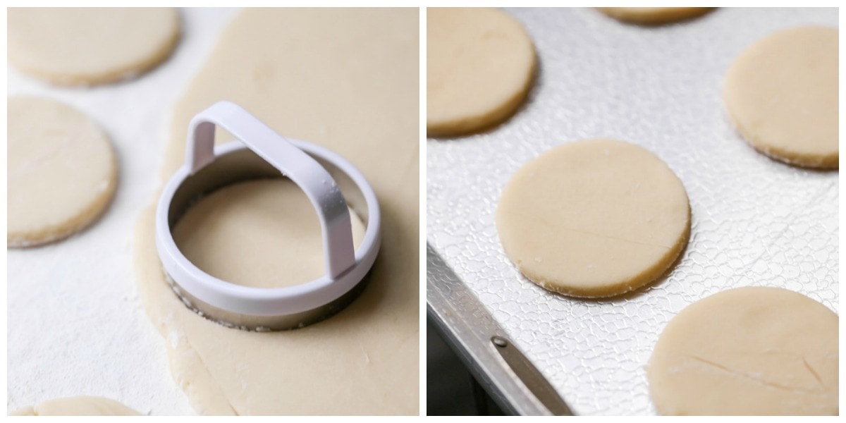How to Make Sugar Cookies process image - with cookie cutter cutting out shapes.