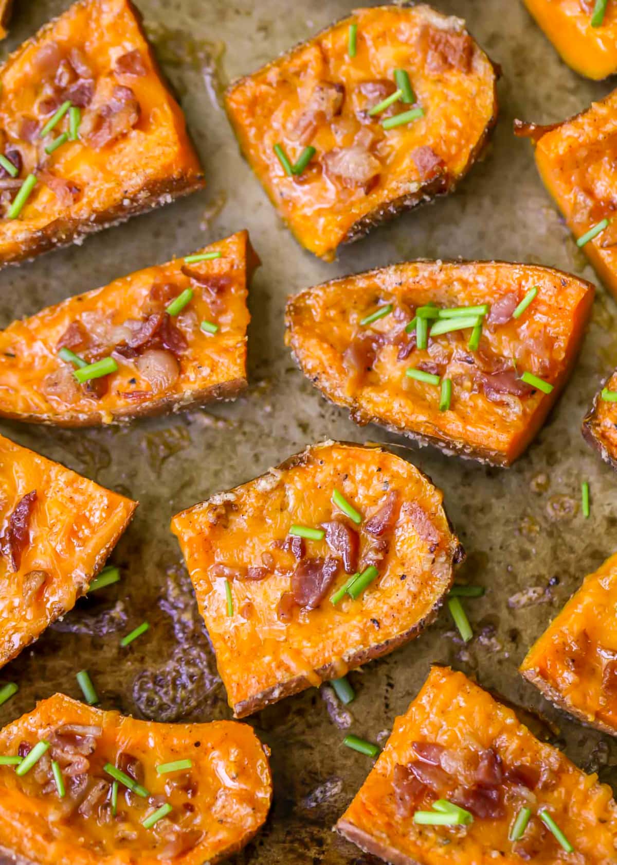 Sweet Potato Skins {Parmesan + Bacon Crusted} | Lil' Luna