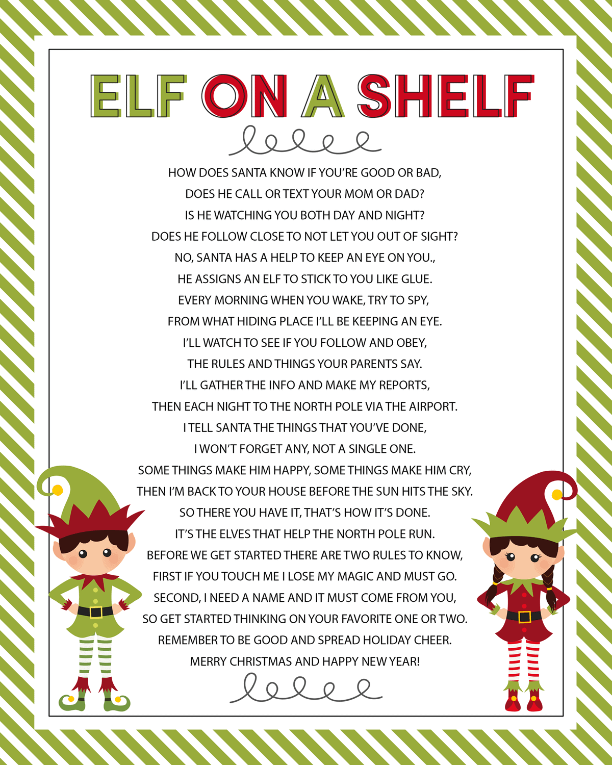 Elf on the Shelf Story - FREE Printable Poem - Lil' Luna