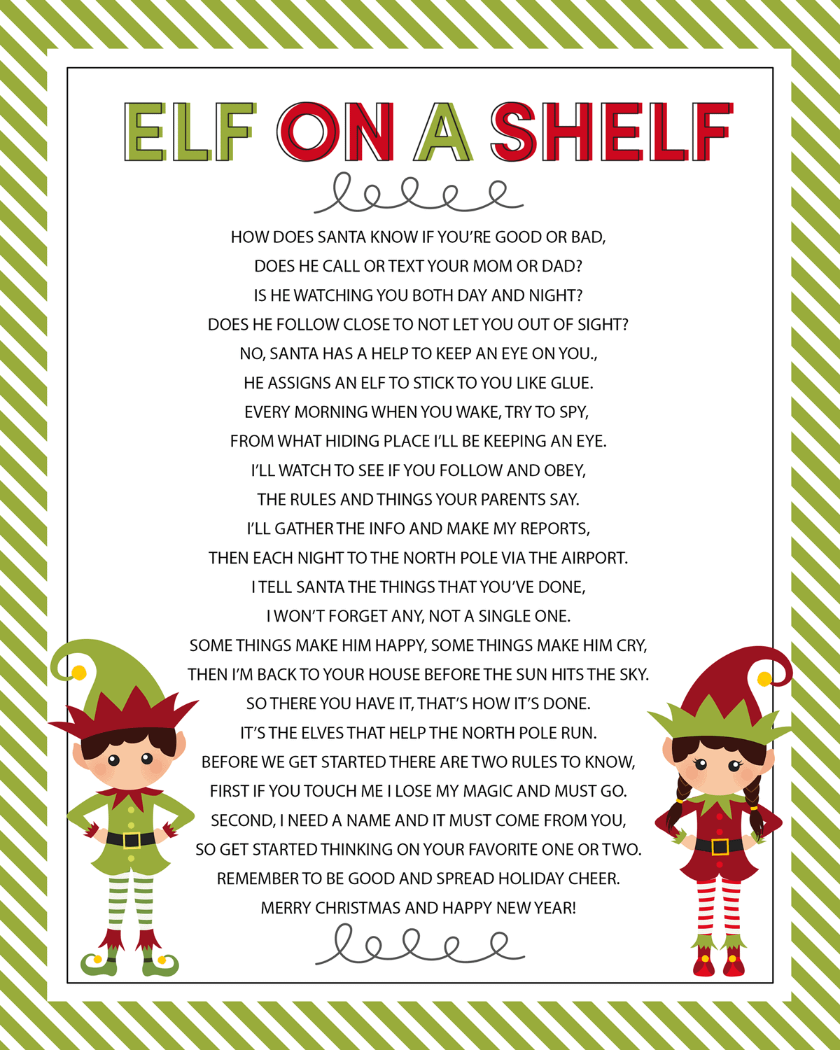 Elf On The Shelf Story FREE Printable Poem Lil Luna