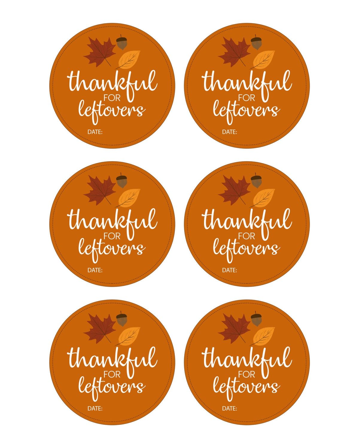 Thanksgiving leftover tags