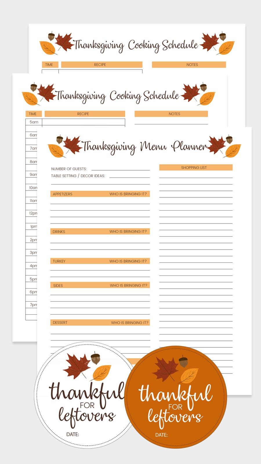 FREE Thanksgiving Menu Template, Schedule + Tags Lil' Luna