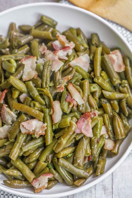 Crock Pot Green Beans with Bacon - Just 4 Ingredients! | Lil' Luna