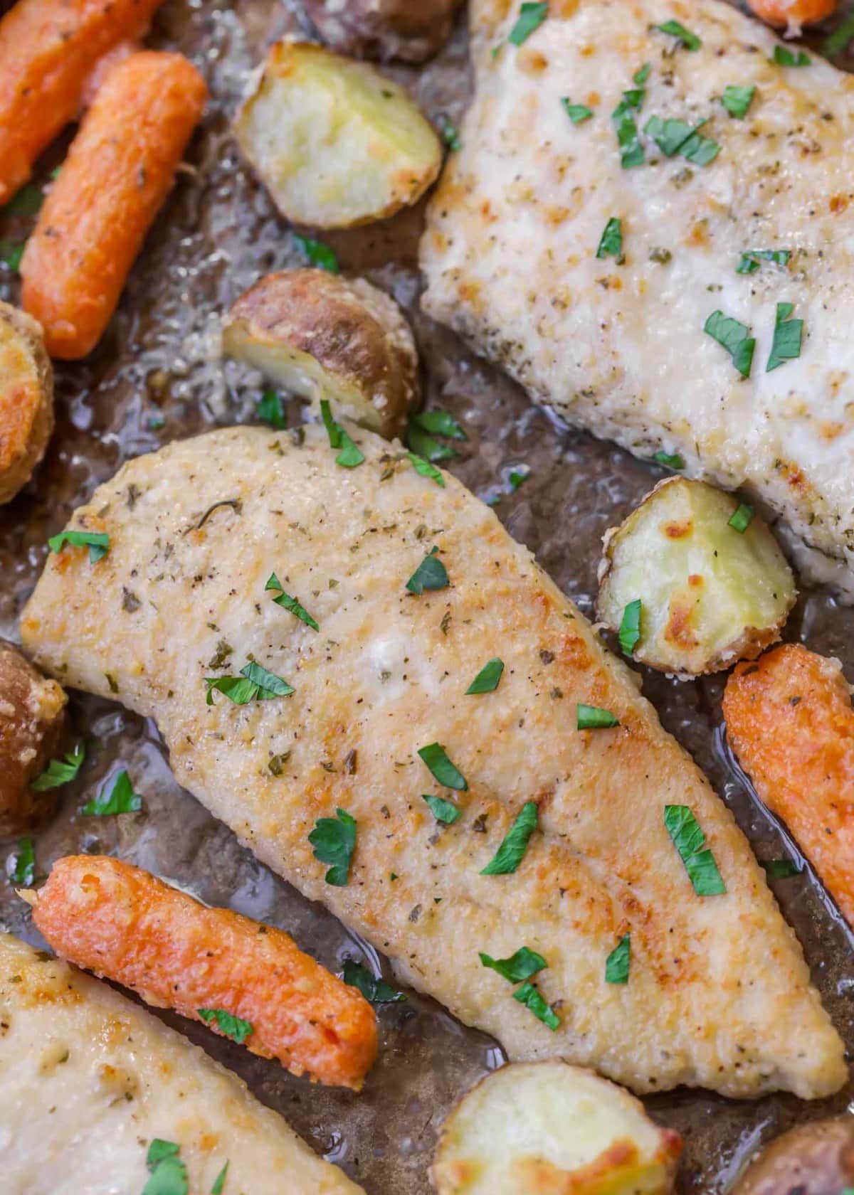 baked Ranch Chicken breast garnished with fresh parsley 